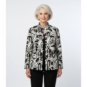 CAROLINE ROSE BAMBOO PRINT DETAILED BUTTON JACKET / COAT